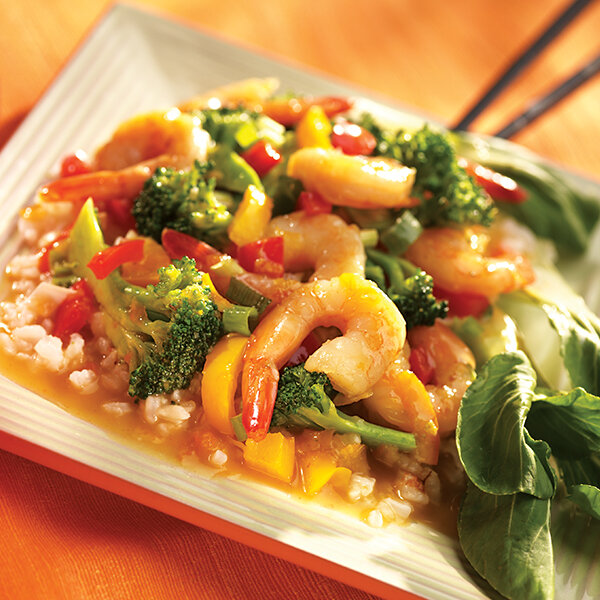 Sauté épicé aux crevettes mandarines et aux légumes